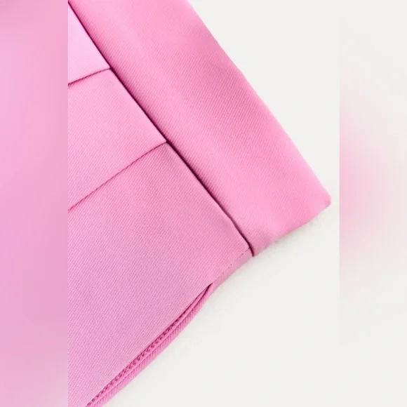 ZARA Rare Pink Wide Pleat Cape Midi Skirt w/ Zipper Closure Size Small Pink NEW